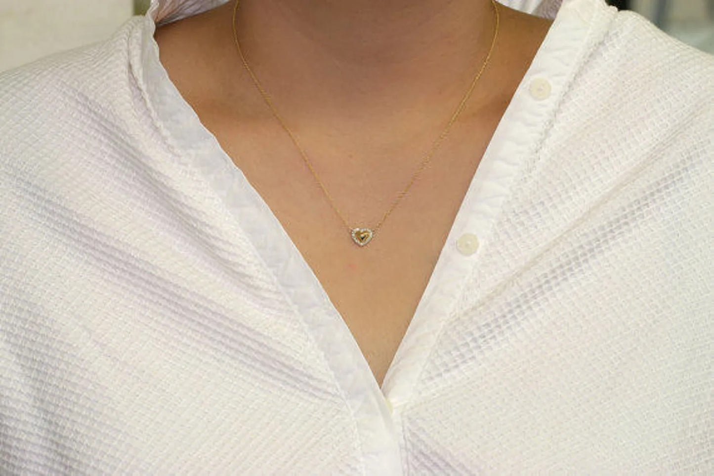 14K SOLID HEART DIAMOND HALO NECKLACE