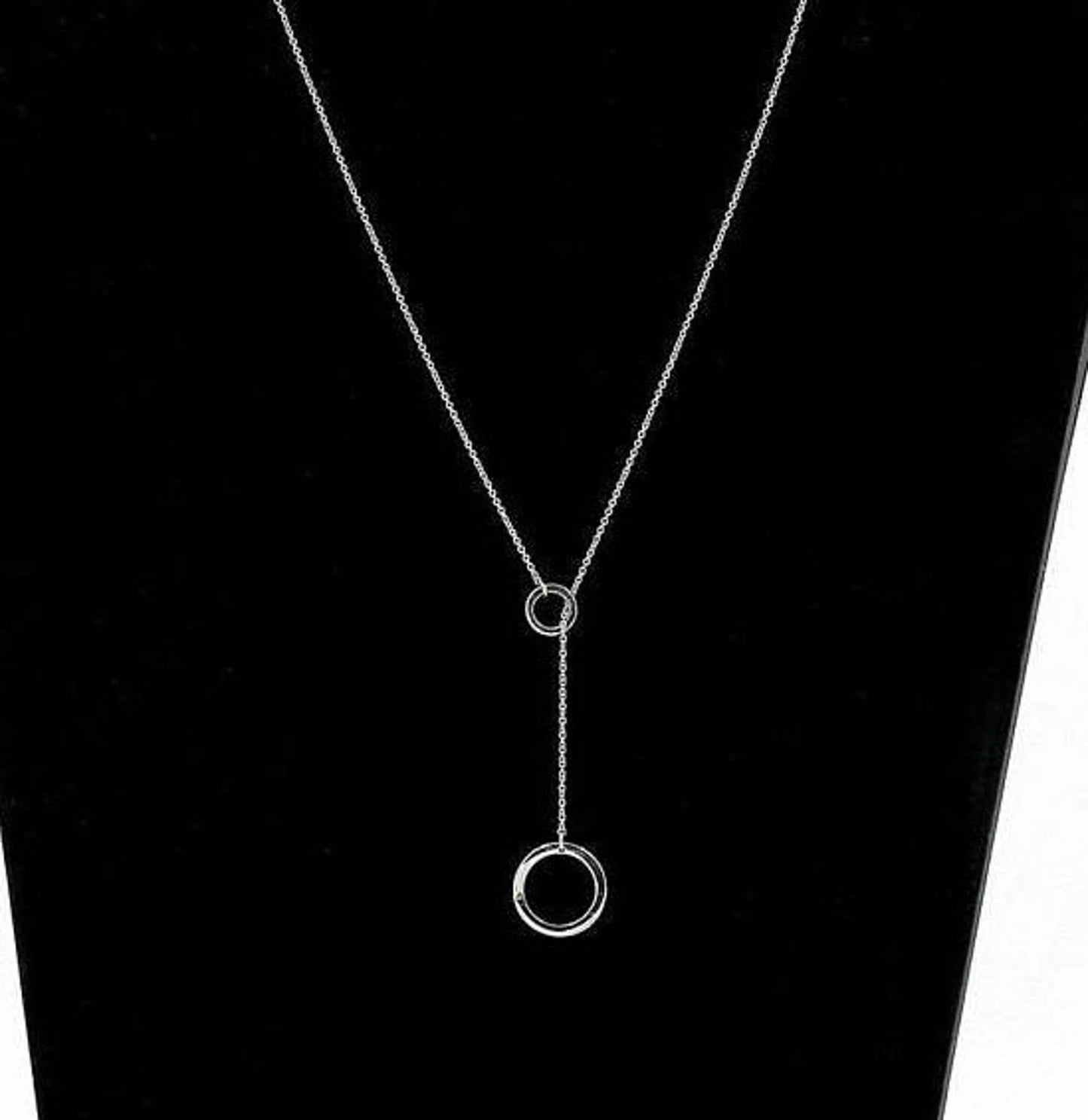 14K DIAMOND DOUBLE CIRCLE LARIAT NECKLACE