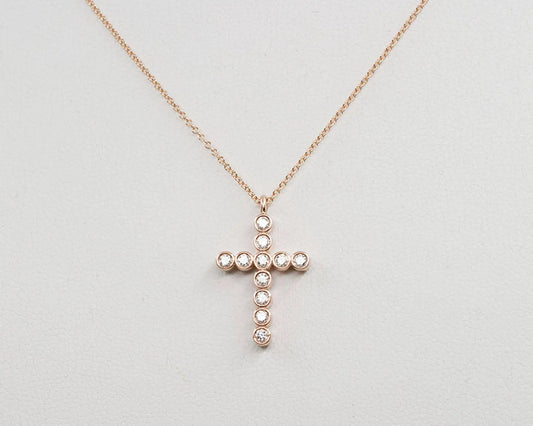 14K 0.30CT DIAMOND CROSS NECKLACE