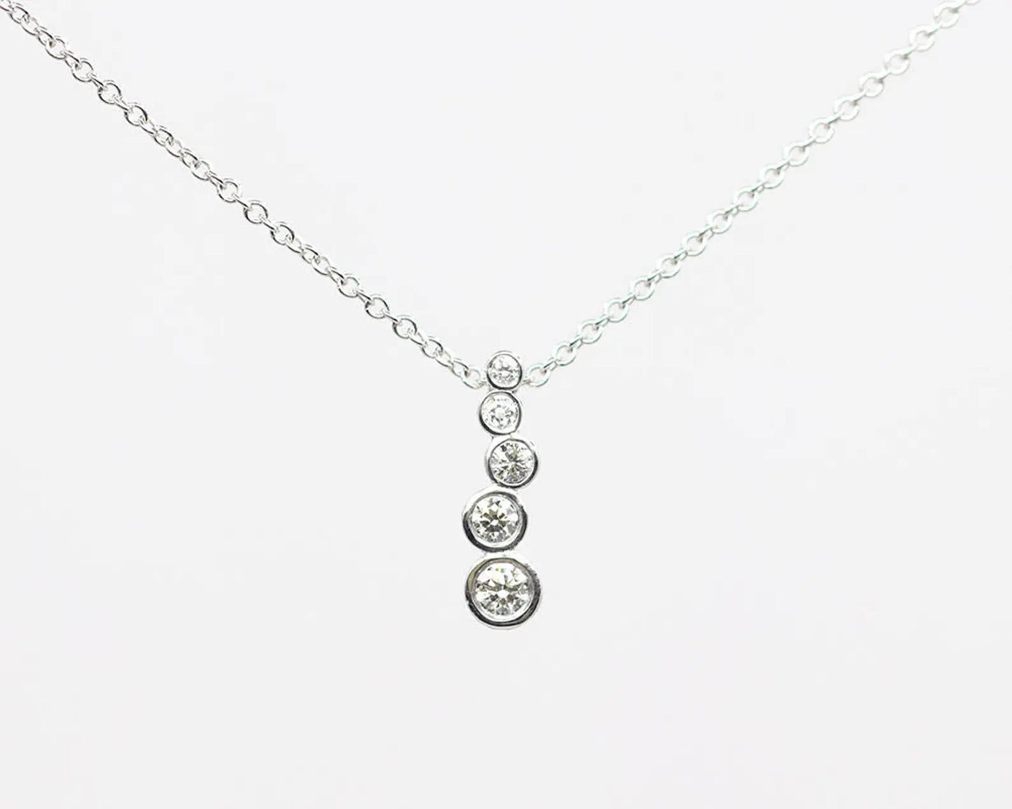 14K 5 DIAMOND BEZEL ZIGZAG NECKLACE