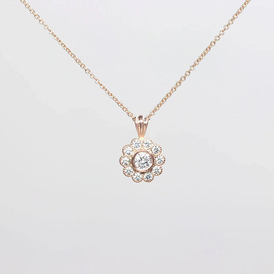 14K 0.35CT DIAMOND FLOWER NECKLACE