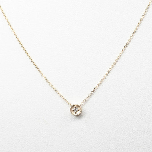 14K 1 DIAMOND TINY CIRCLE NECKLACE