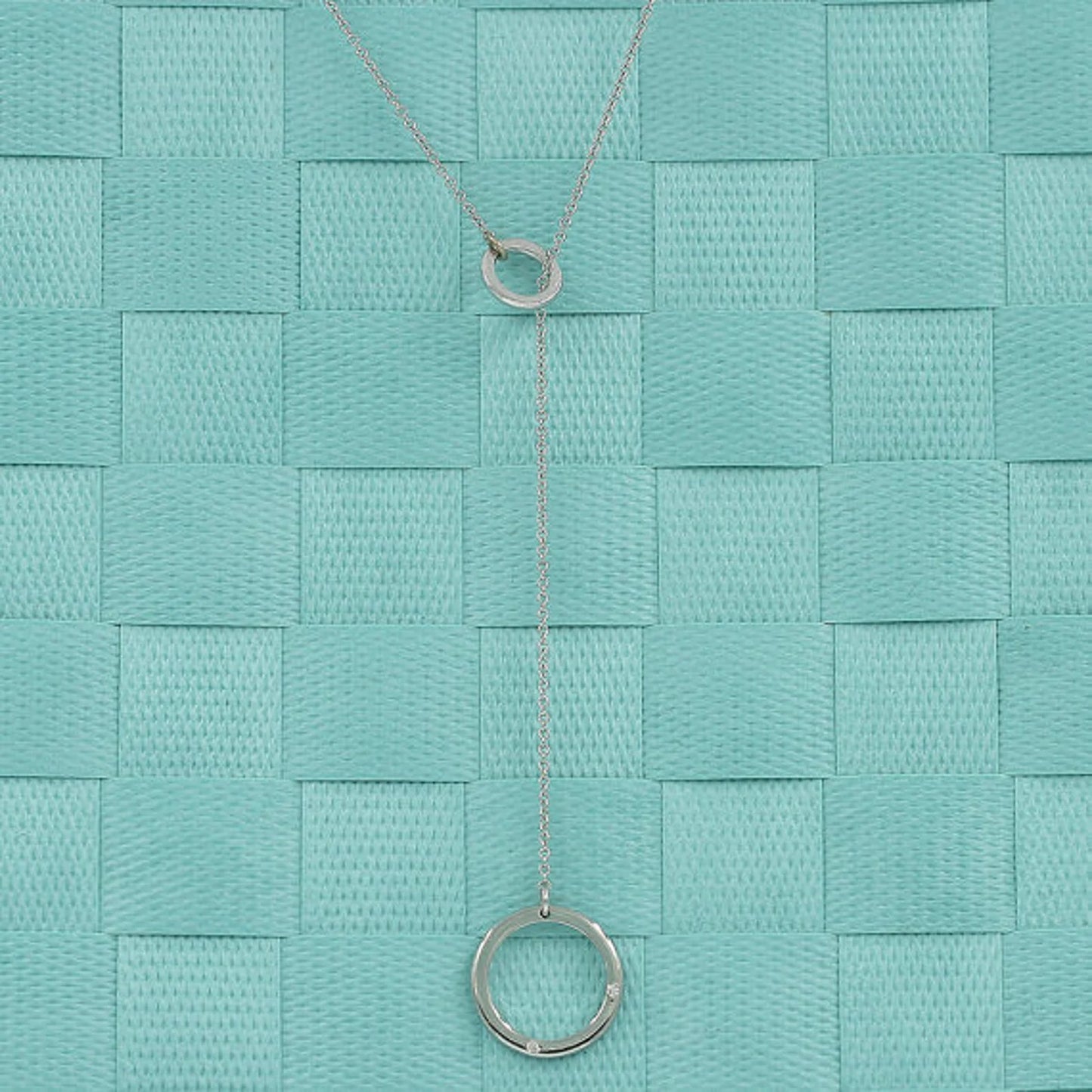 14K DIAMOND DOUBLE CIRCLE LARIAT NECKLACE