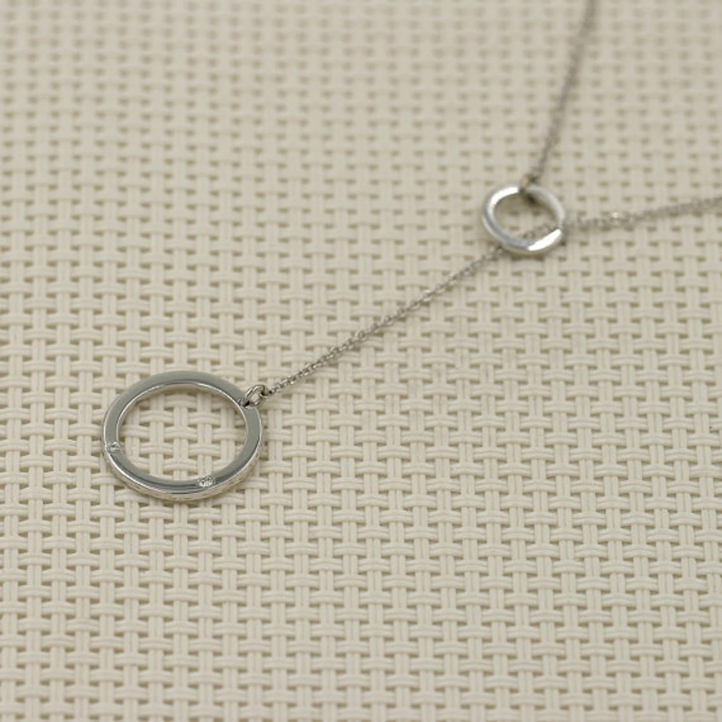 14K DIAMOND DOUBLE CIRCLE LARIAT NECKLACE