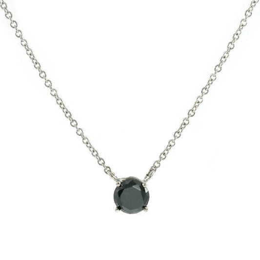 14K 0.50CT BLACK DIAMOND SOLITAIRE NECKLACE