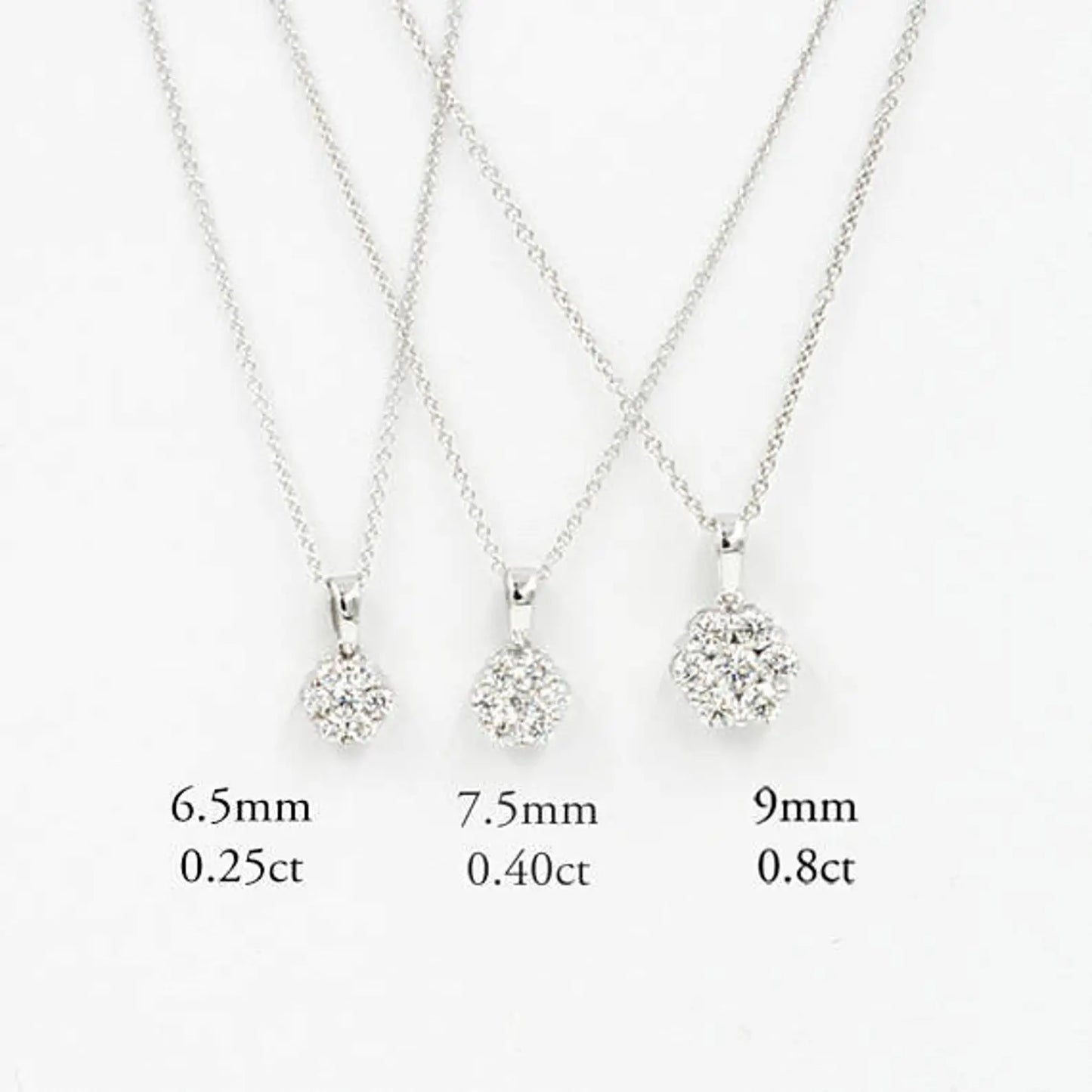 14K 0.40CT DIAMOND CLUSTER FLOWER NECKLACE