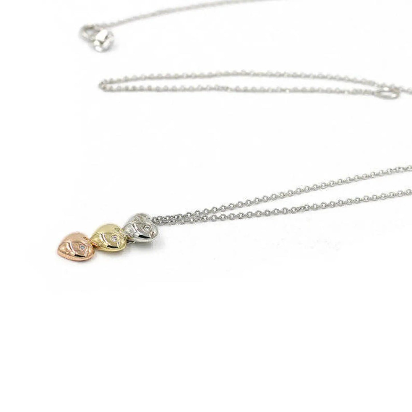 14K 3 DIAMOND 3 HEART NECKLACE