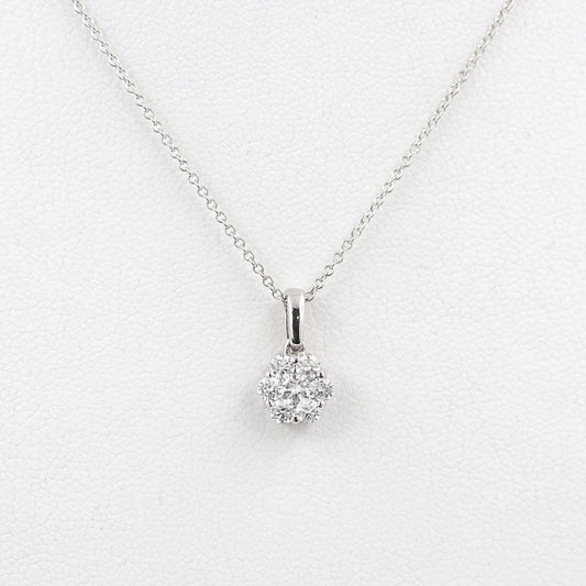 14K 0.40CT DIAMOND CLUSTER FLOWER NECKLACE