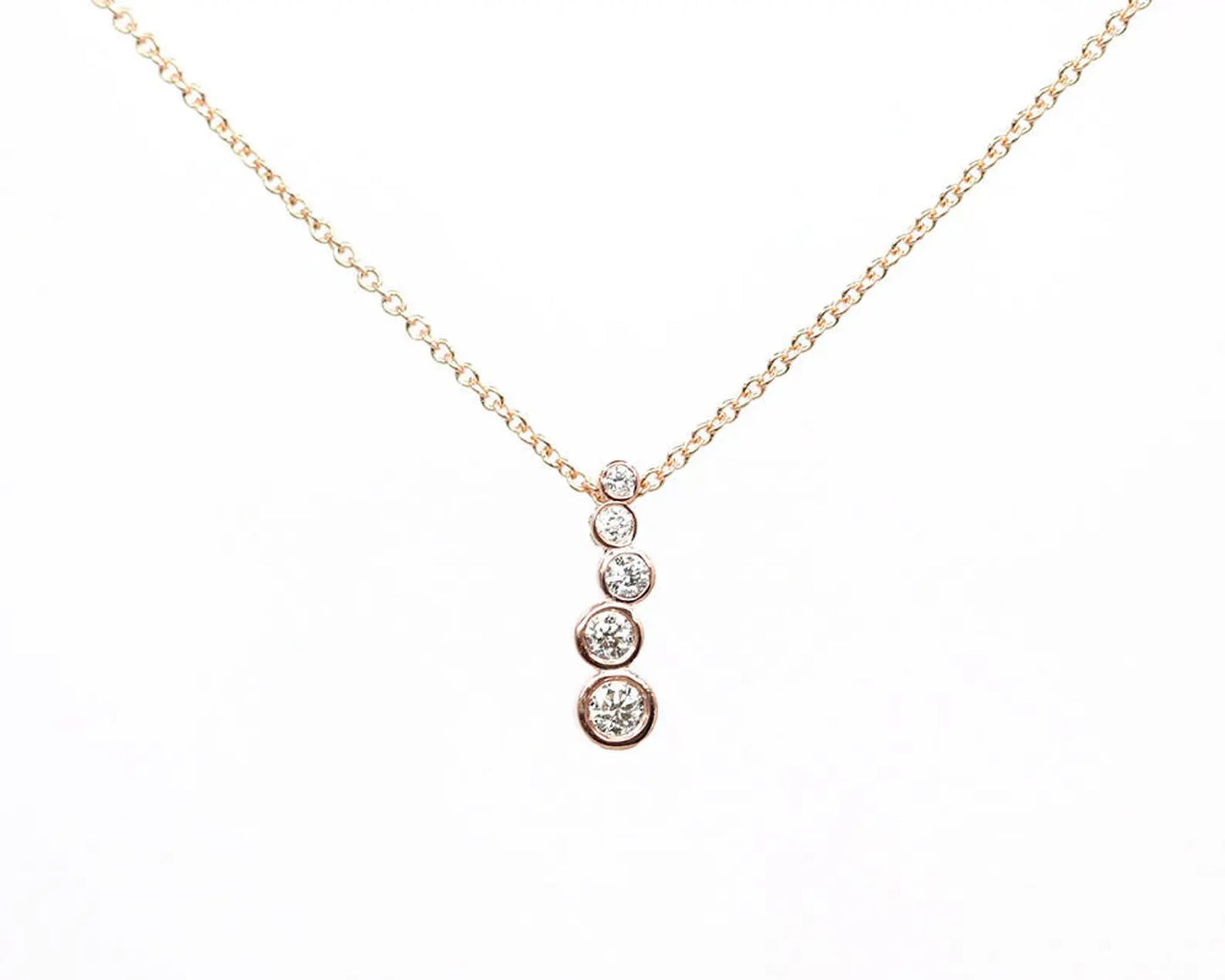 14K 5 DIAMOND BEZEL ZIGZAG NECKLACE