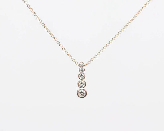 14K 5 DIAMOND BEZEL NECKLACE