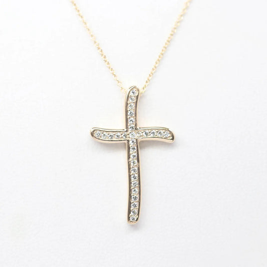 14K 0.24CT DIAMOND CROSS NECKLACE