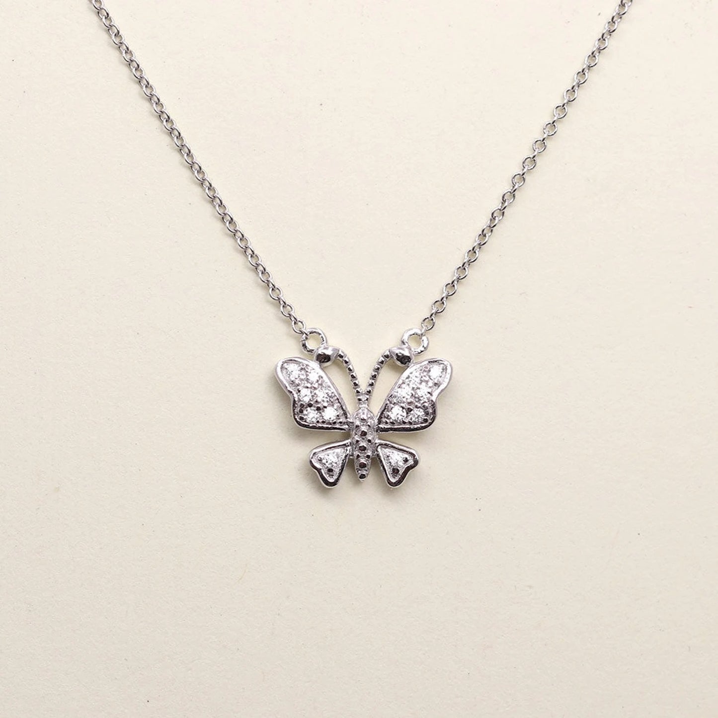 14K 0.12CT DIAMOND BUTTERFLY NECKLACE