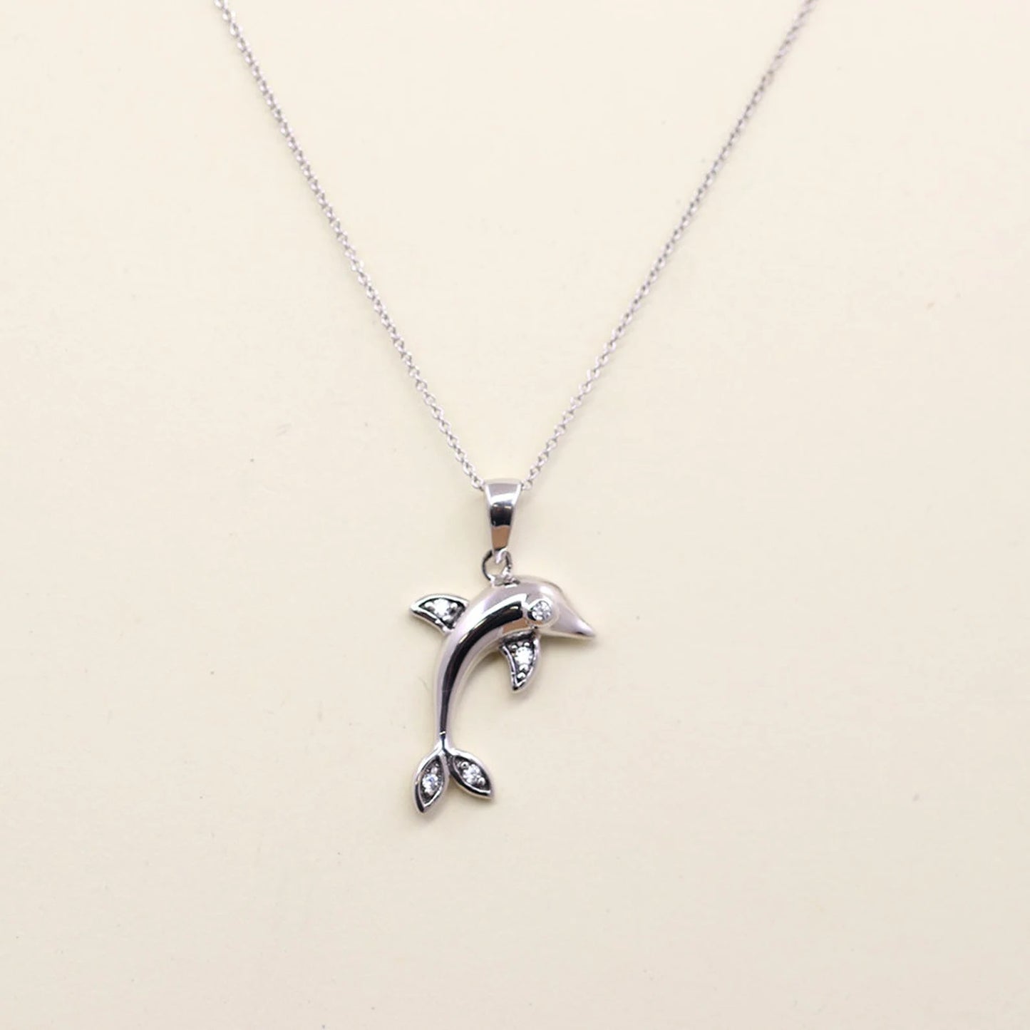 14K DIAMOND DOLPHIN NECKLACE