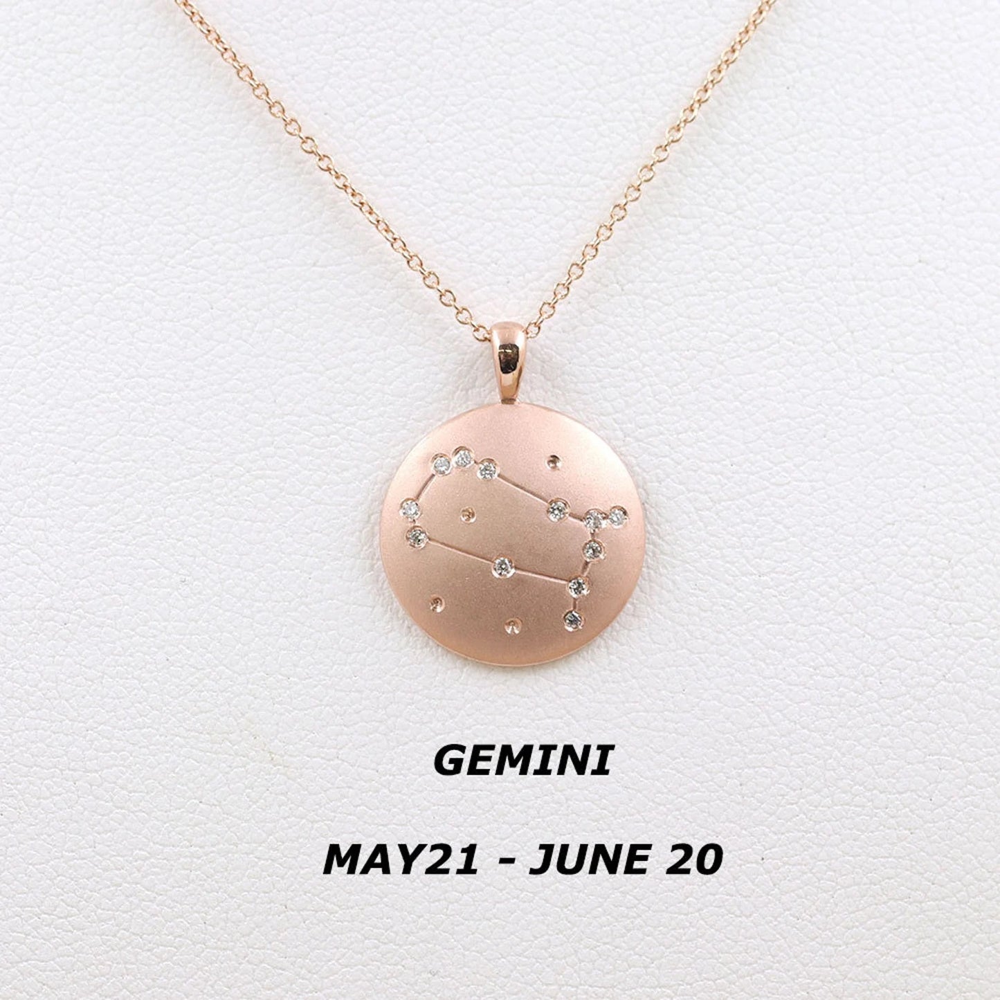 14K DIAMOND GEMINI ZODIAC SIGN MATT FINISHED NECKLACE