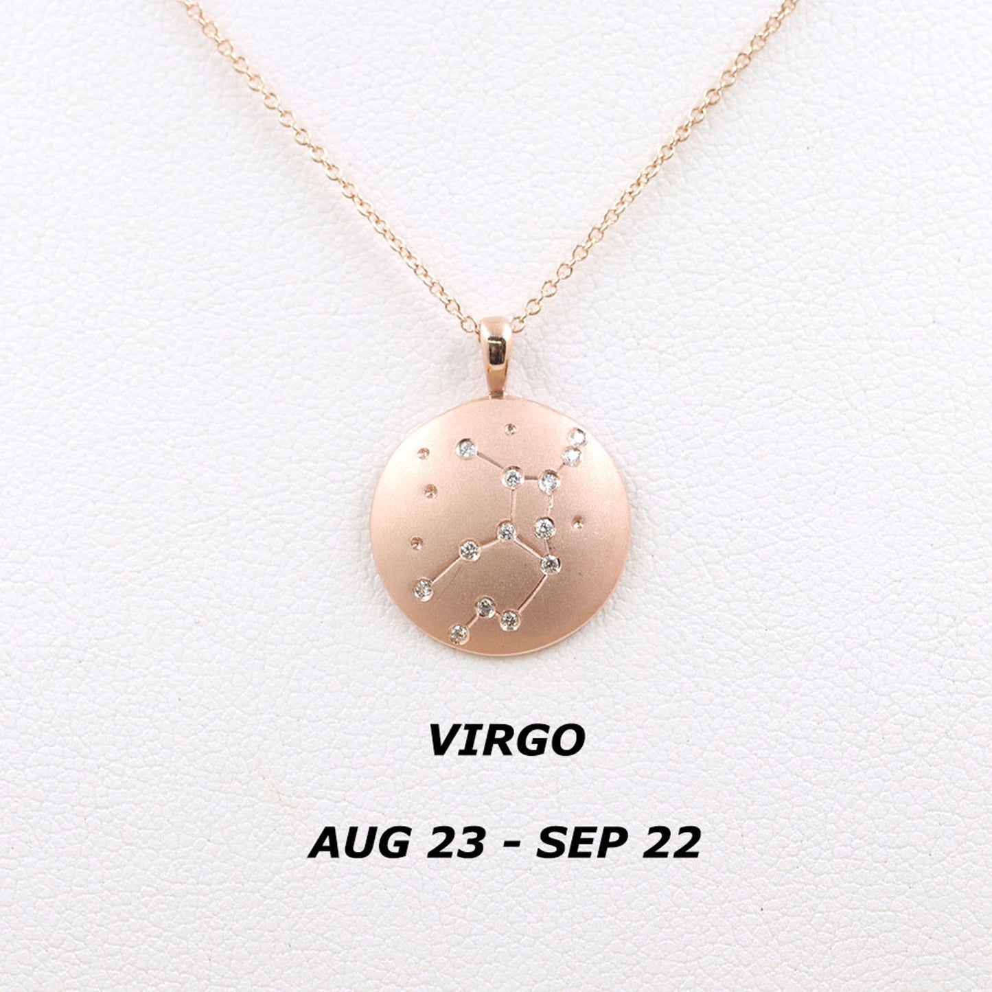 14K DIAMOND VIRGO ZODIAC SIGN MATT FINISHED NECKLACE