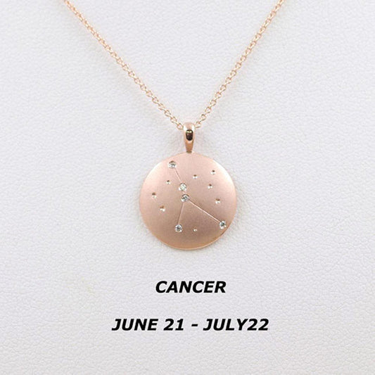 14K DIAMOND CANCER ZODIAC SIGN MATT FINISHED NECKLACE