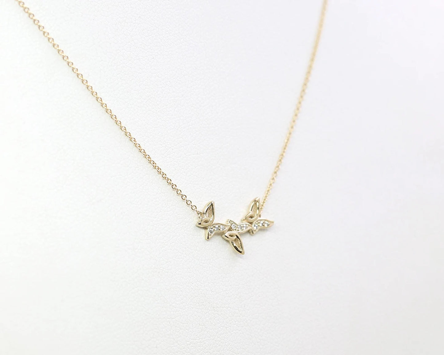 14K DIAMOND TRIPLE BUTTERFLY NECKLACE