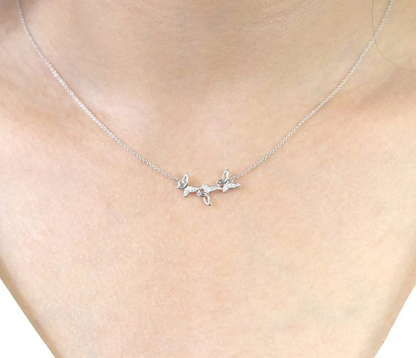 14K DIAMOND TRIPLE BUTTERFLY NECKLACE