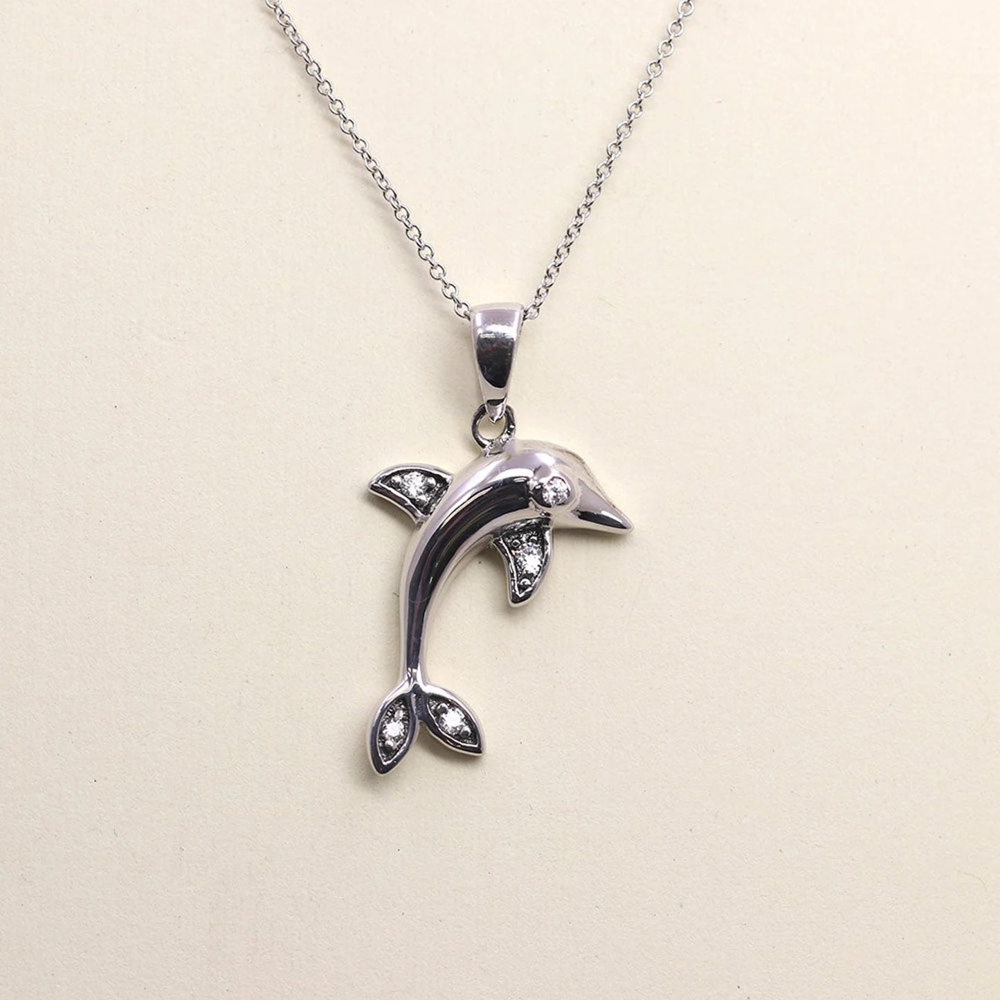 14K DIAMOND DOLPHIN NECKLACE