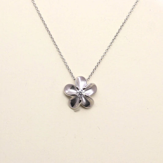 14K 1 DIAMOND FLOWER NECKLACE