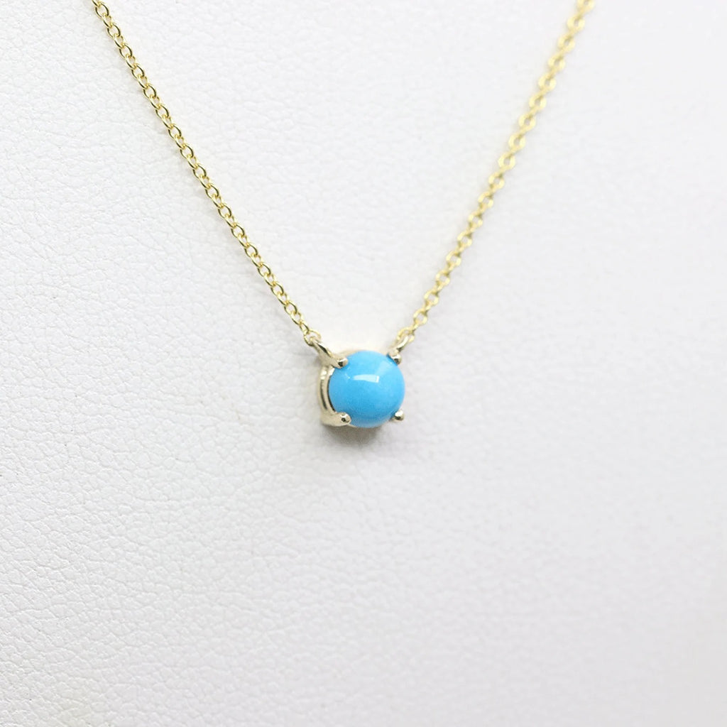 14K TURQUOISE SOLITAIRE NECKLACE