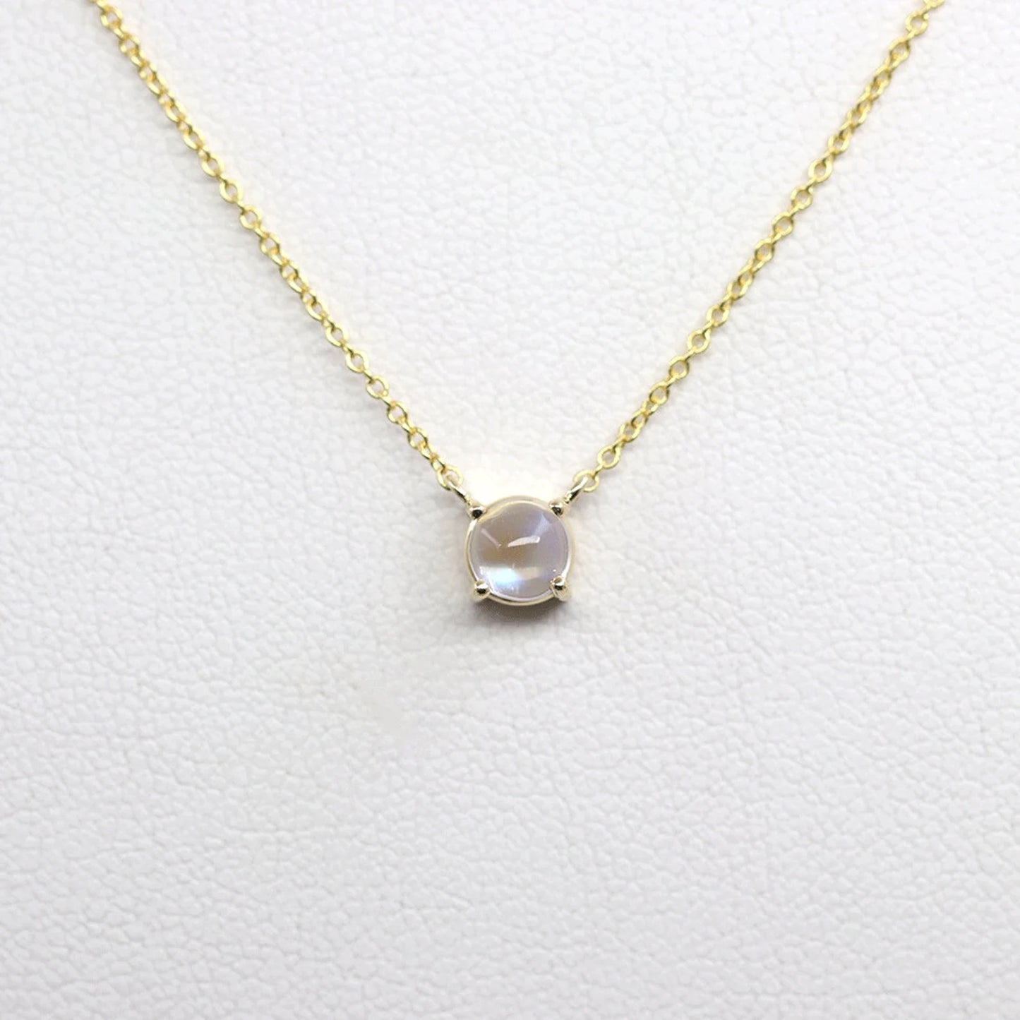 14K MOONSTONE SOLITAIRE NECKLACE