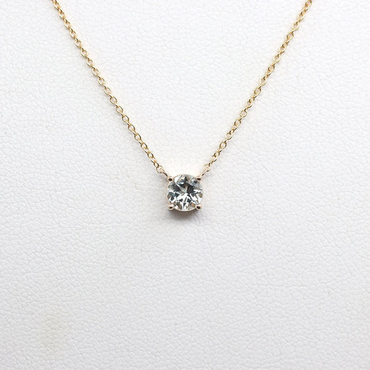 14K AQUAMARINE SOLITAIRE NECKLACE