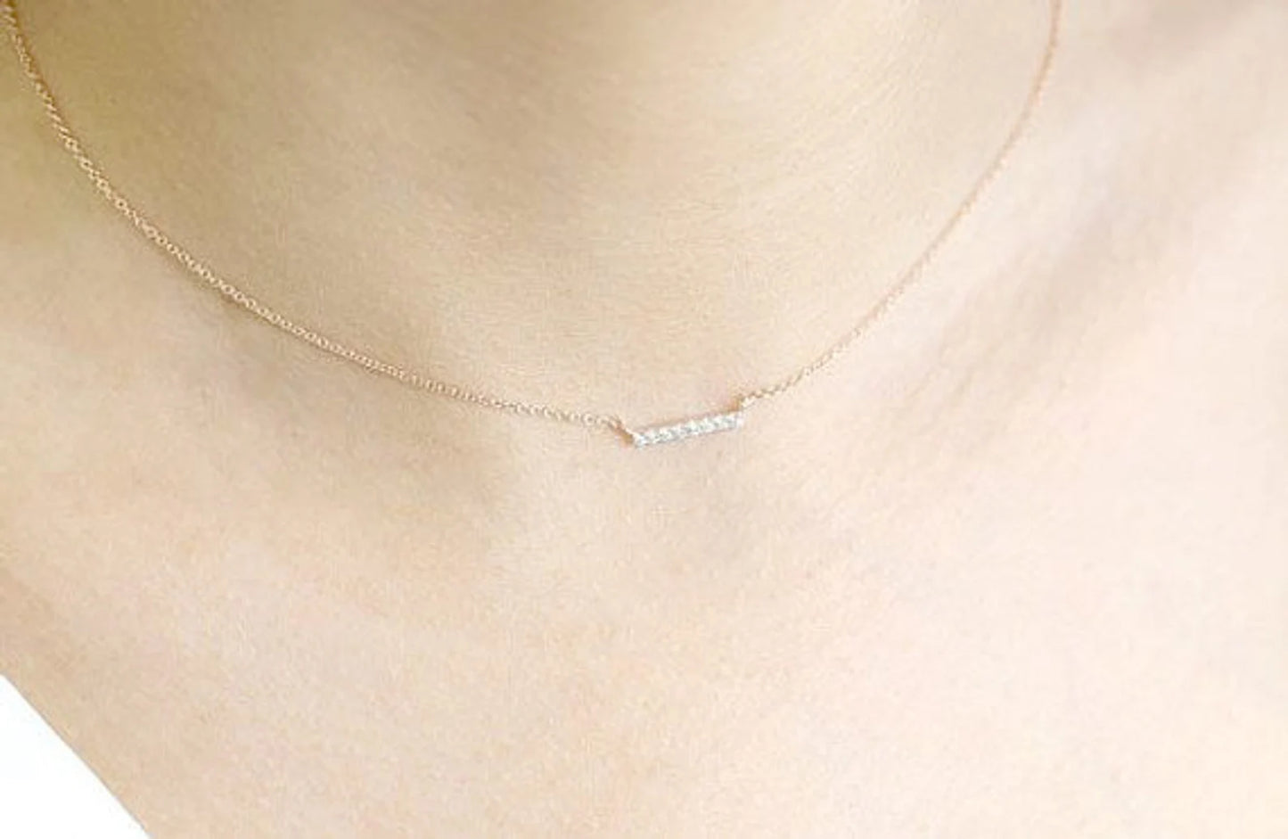 14K 8 DIAMOND BAR NECKLACE