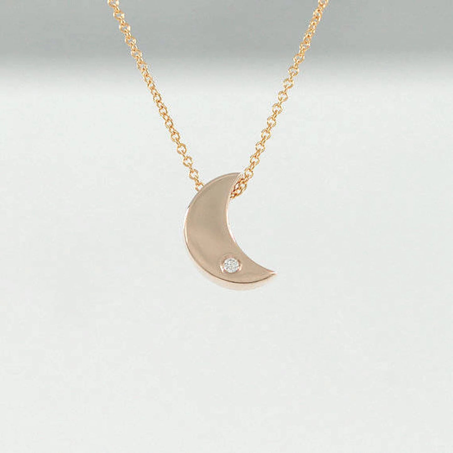 14K 1 DIAMOND MOON NECKLACE