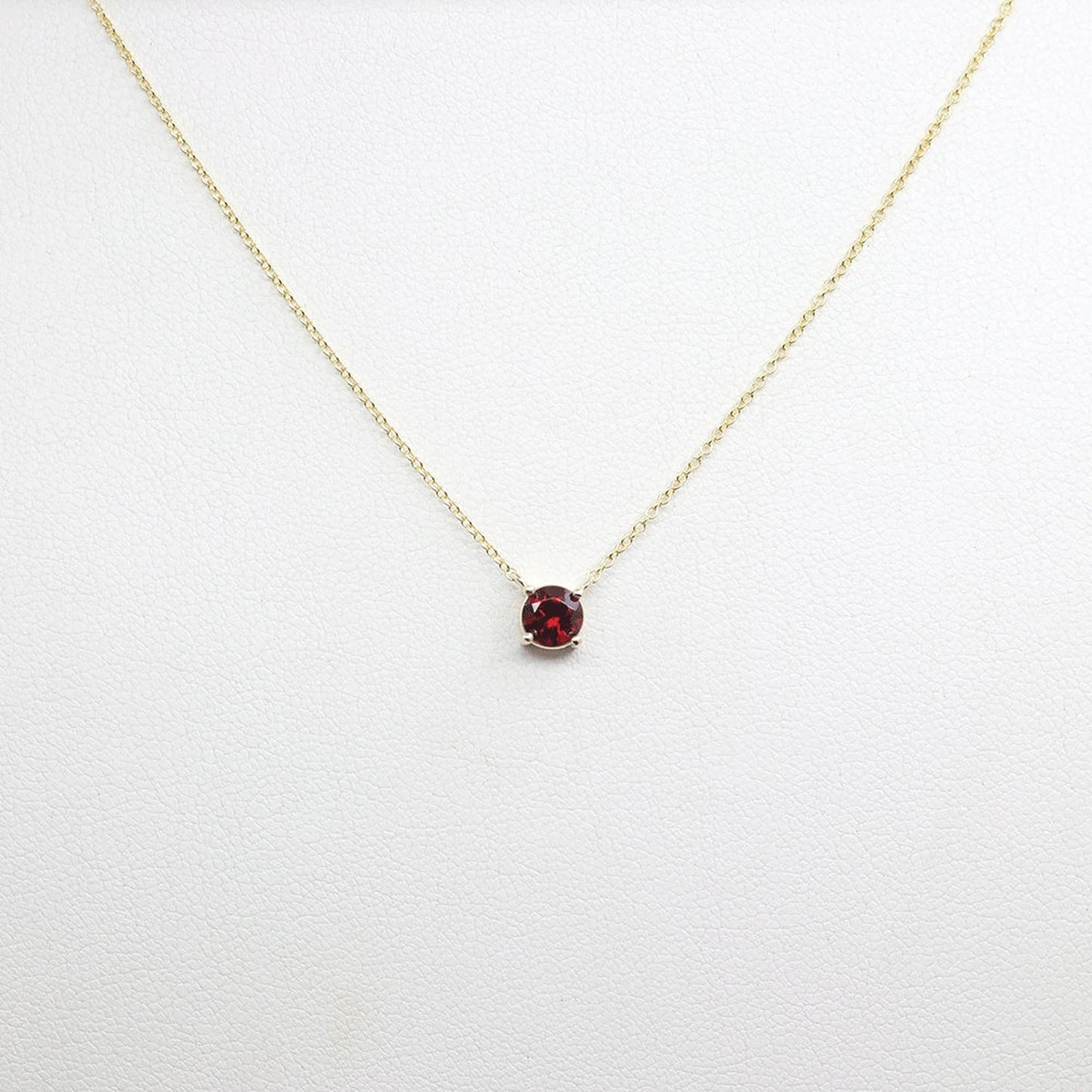 14K GARNET SOLITAIRE NECKLACE