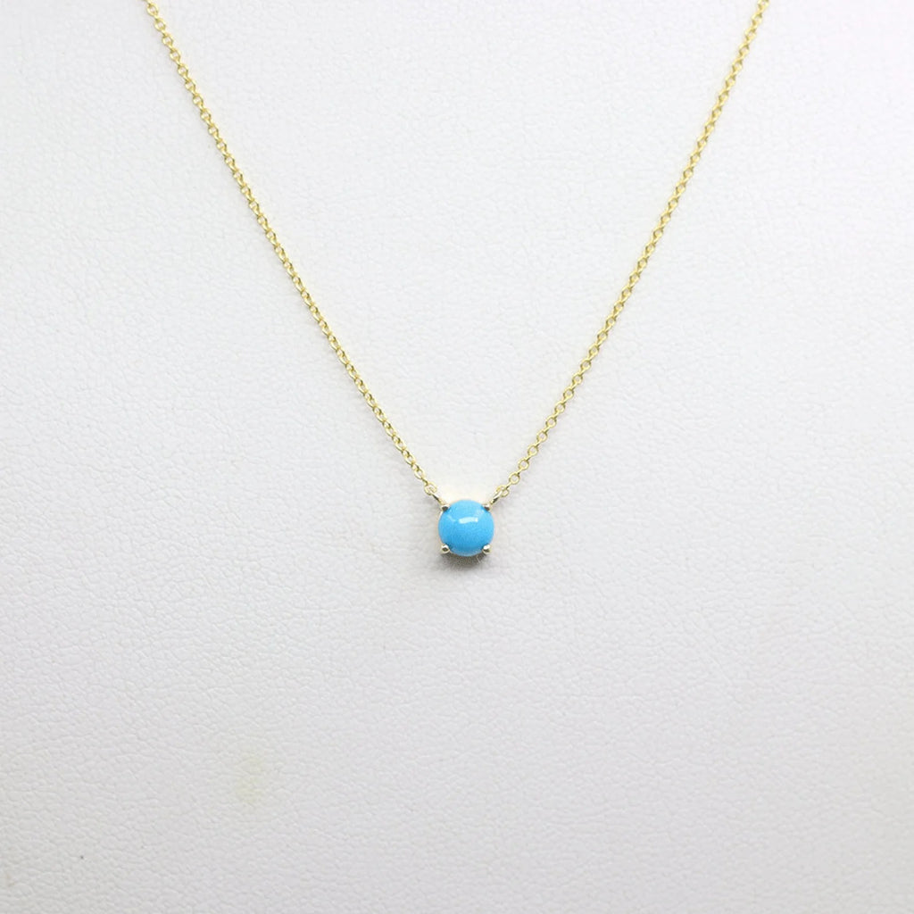 14K TURQUOISE SOLITAIRE NECKLACE