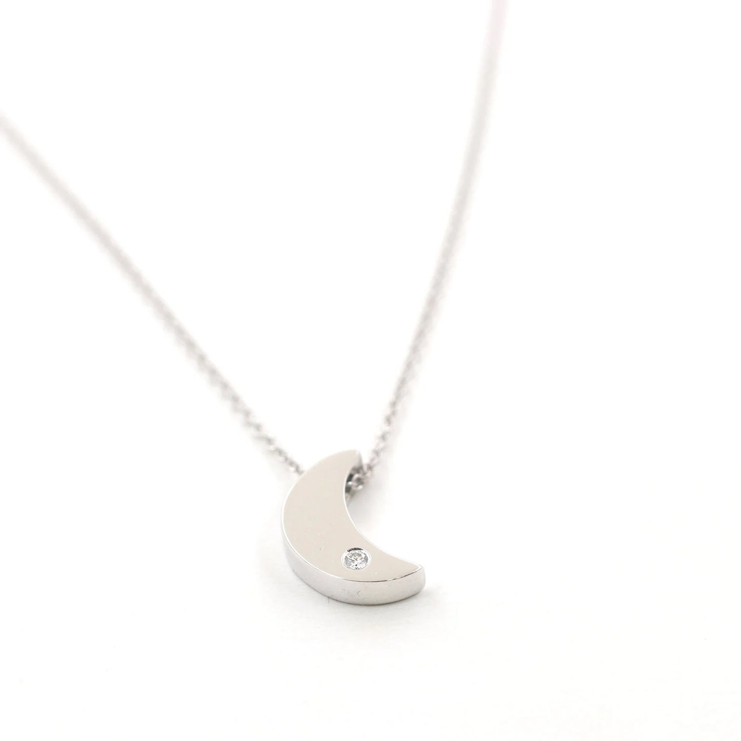 14K 1 DIAMOND MOON NECKLACE