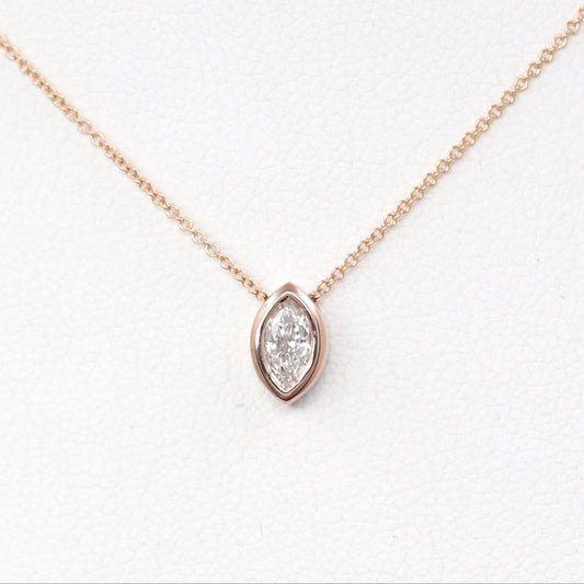 14K 0.15CT MARQUISE DIAMOND BEZEL NECKLACE