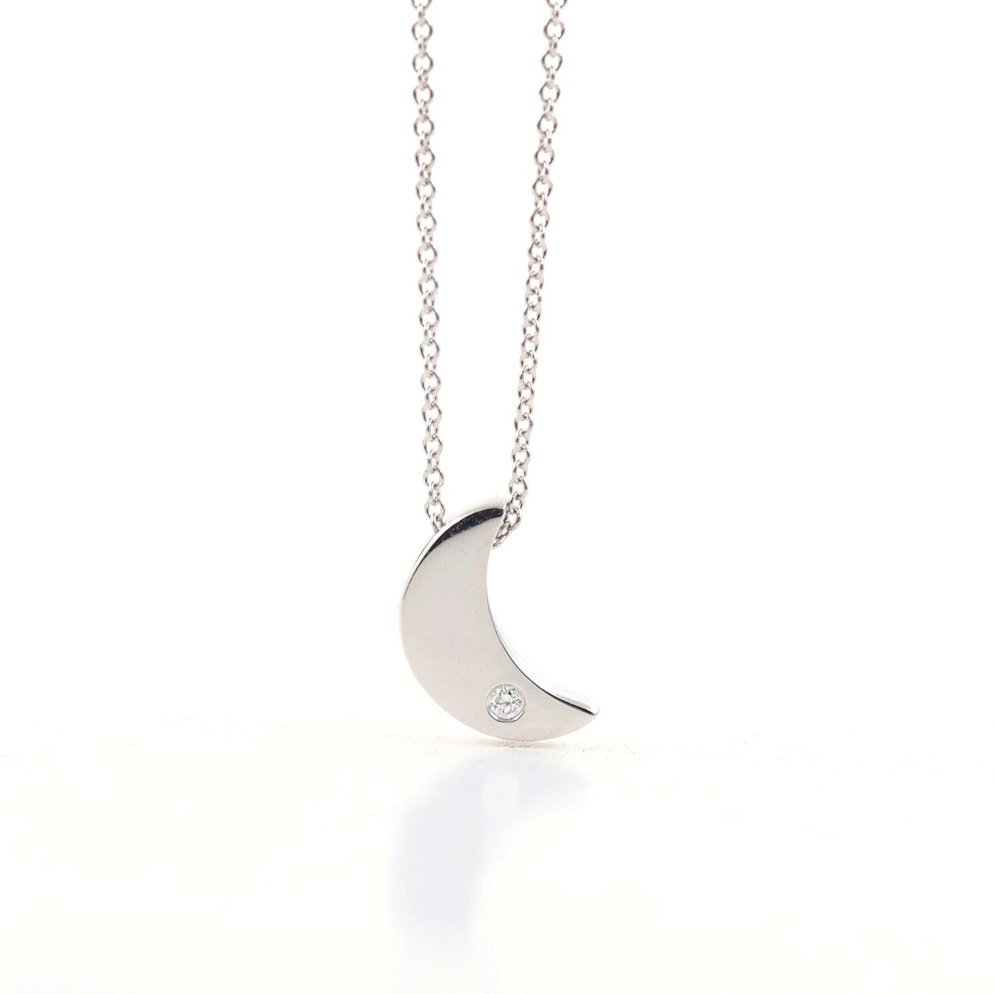 14K 1 DIAMOND MOON NECKLACE