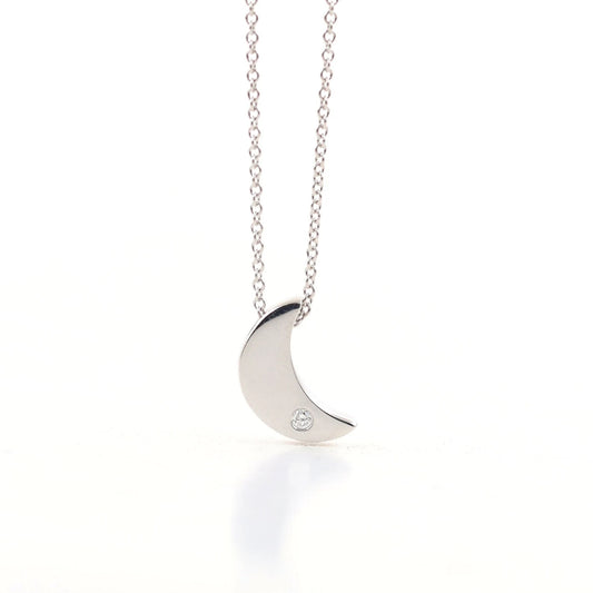 14K 1 DIAMOND MOON NECKLACE