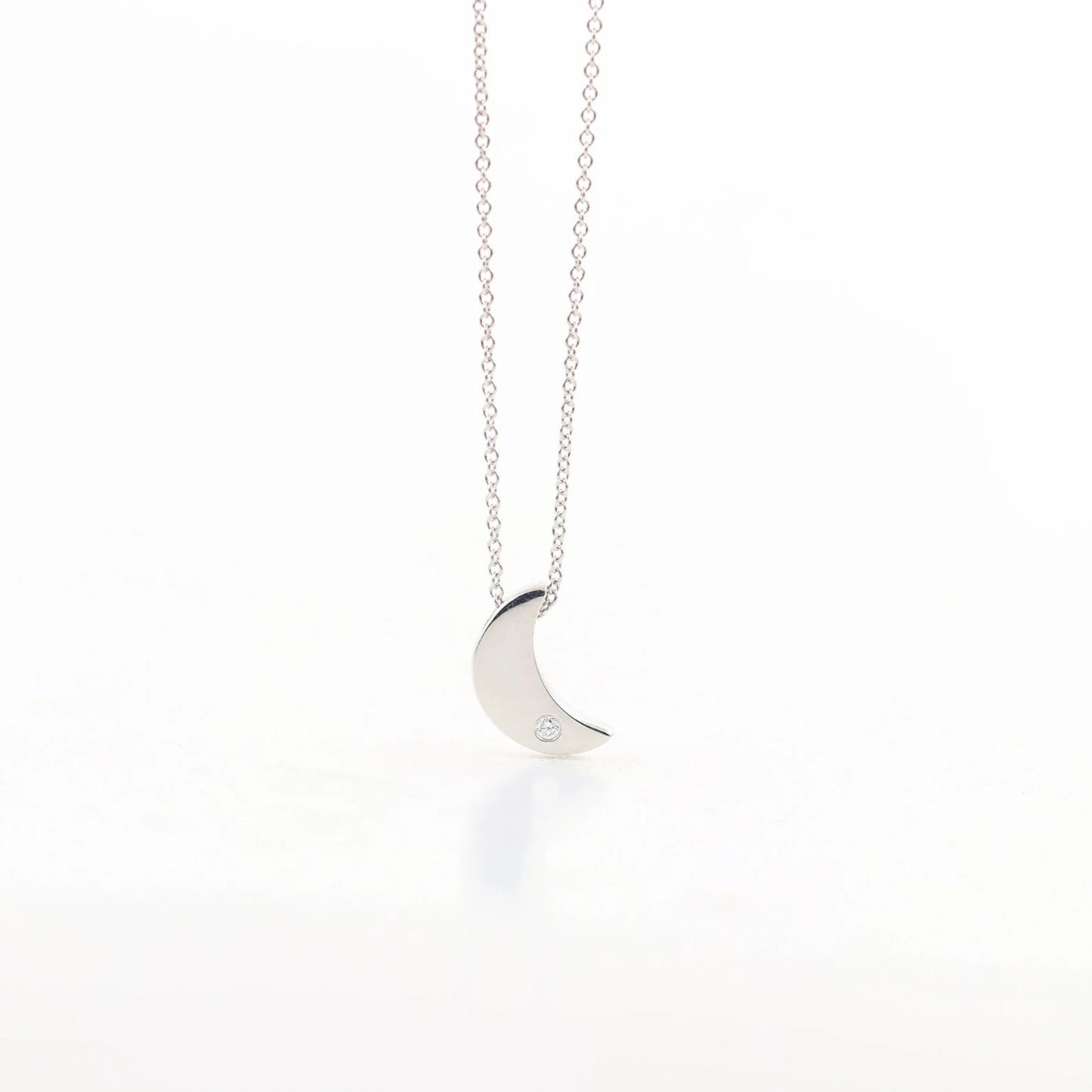 14K 1 DIAMOND MOON NECKLACE