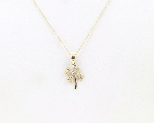 14K DIAMOND CLOVER NECKLACE