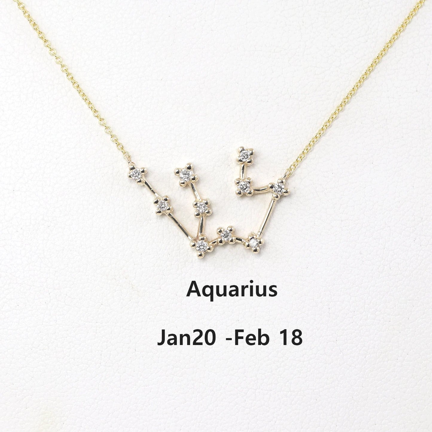 14K DIAMOND AQUARIUS ZODIAC SIGN NECKLACE