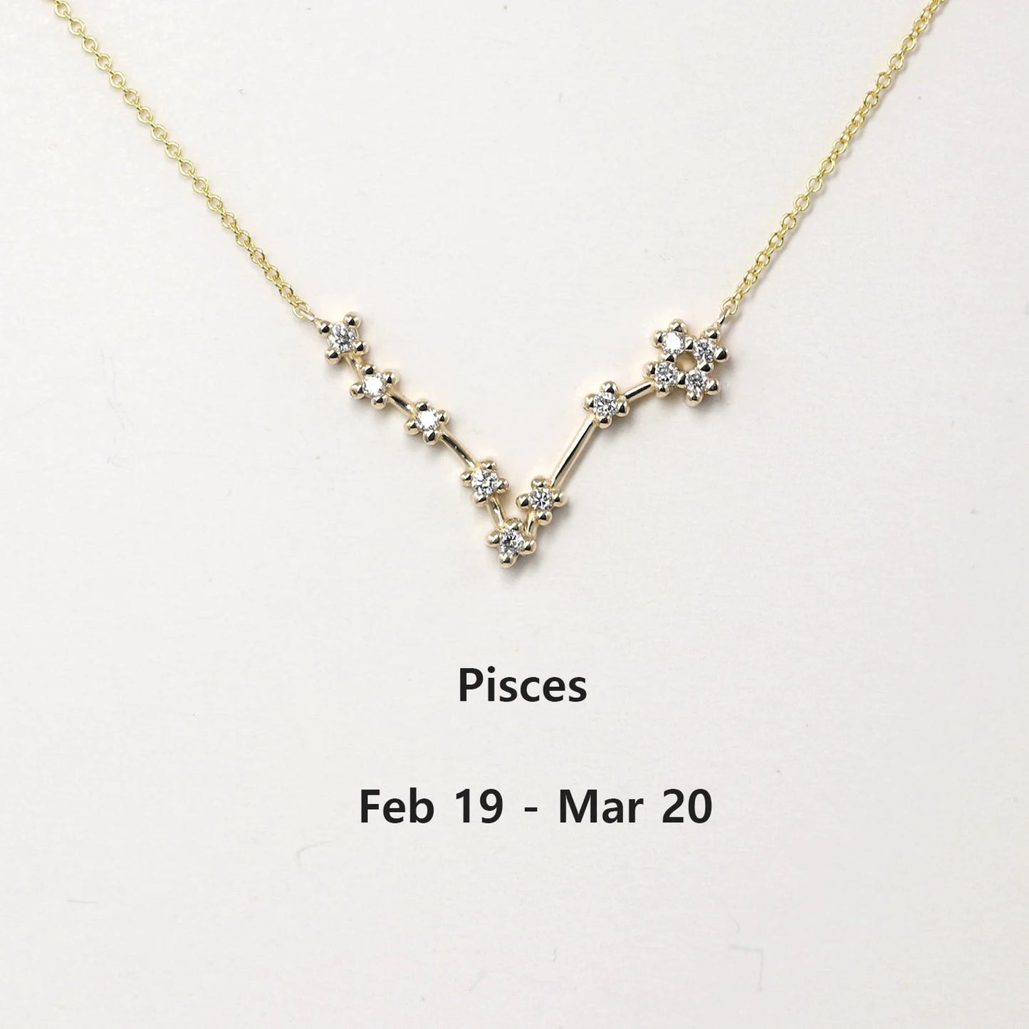 14K DIAMOND PISCES ZODIAC SIGN NECKLACE