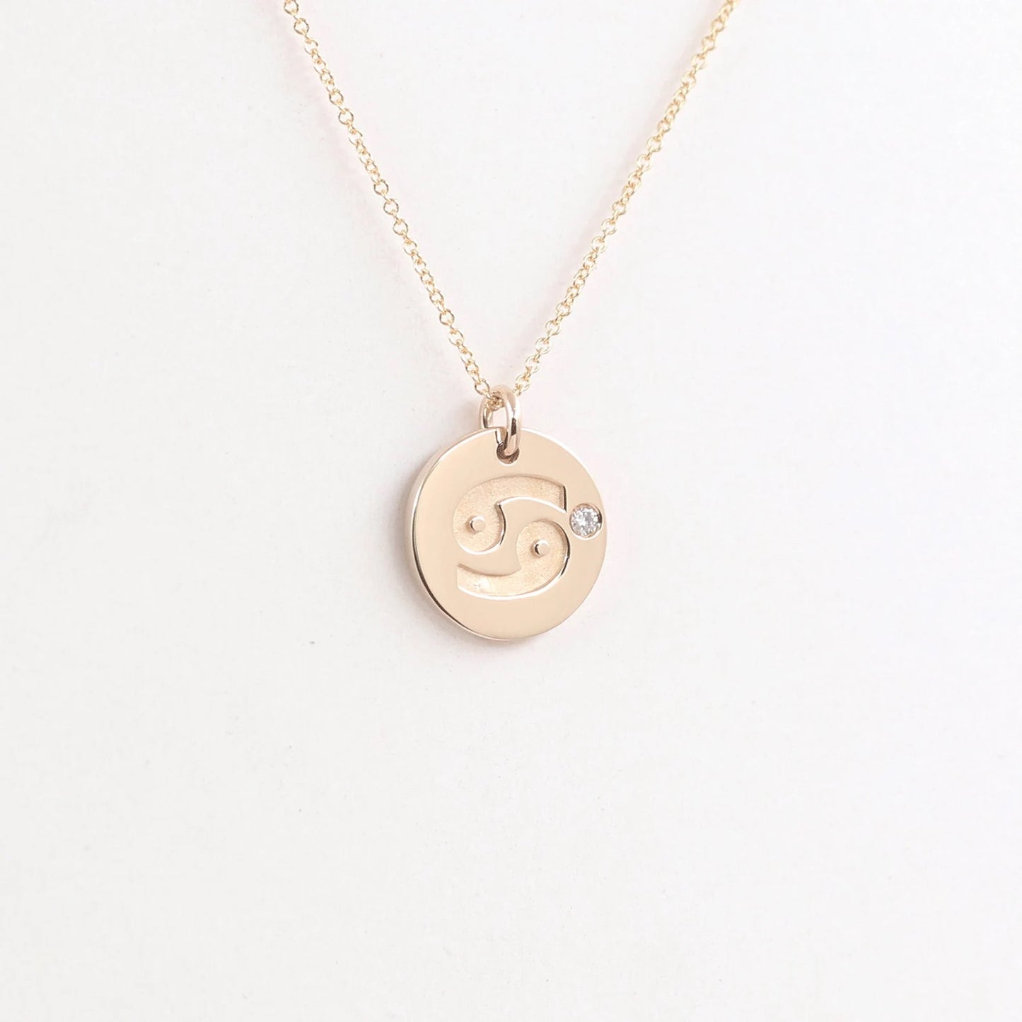 14K 1 DIAMOND CANCER ZODIAC SIGN NECKLACE