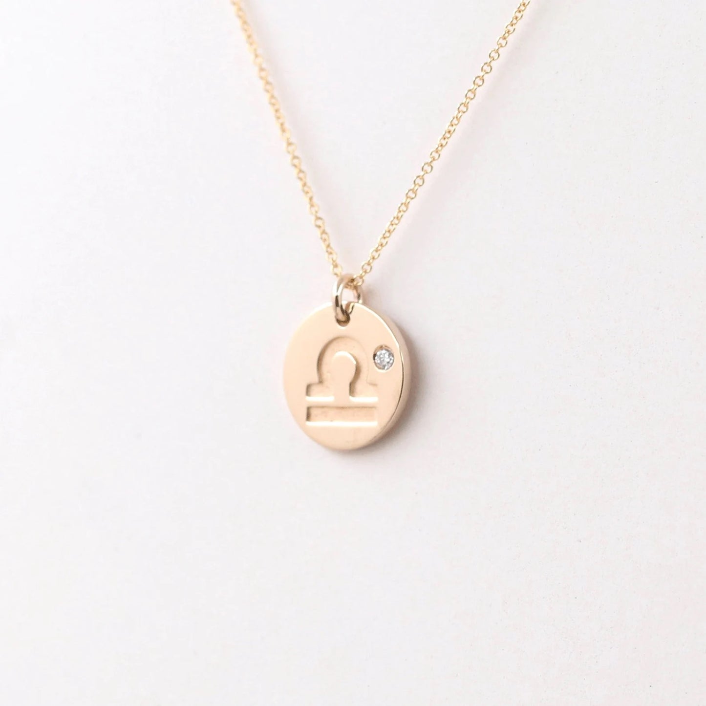 14K 1 DIAMOND LIBRA ZODIAC SIGN NECKLACE