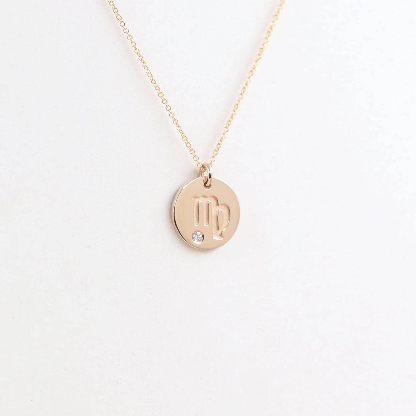 14K 1 DIAMOND VIRGO ZODIAC SIGN NECKLACE