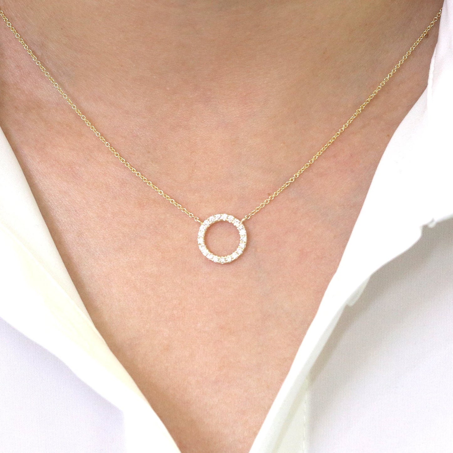 14K 0.28CT DIAMOND CIRCLE NECKLACE
