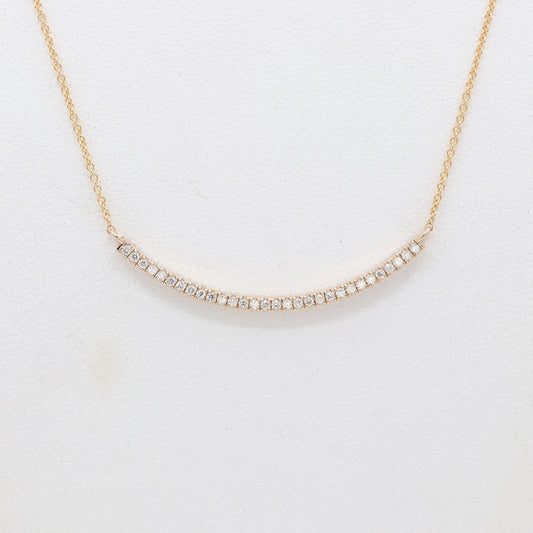 14K DIAMOND 1.5" CURVED BAR NECKLACE