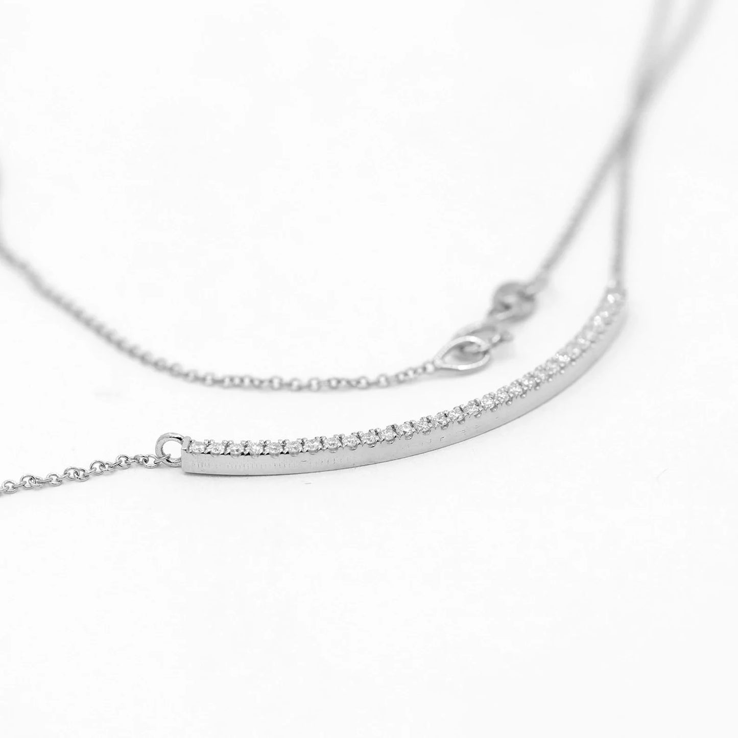 14K DIAMOND 1.5" CURVED BAR NECKLACE