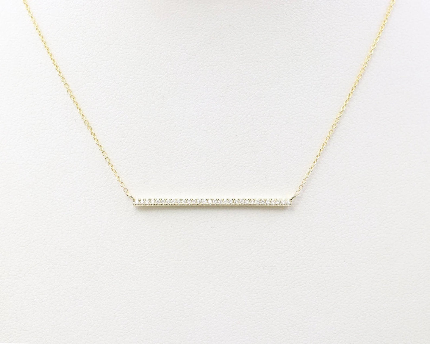 14K DIAMOND 1.5" BAR NECKLACE