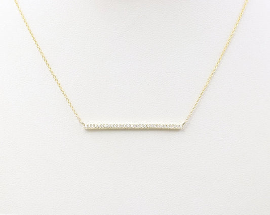 14K DIAMOND 1.5" BAR NECKLACE