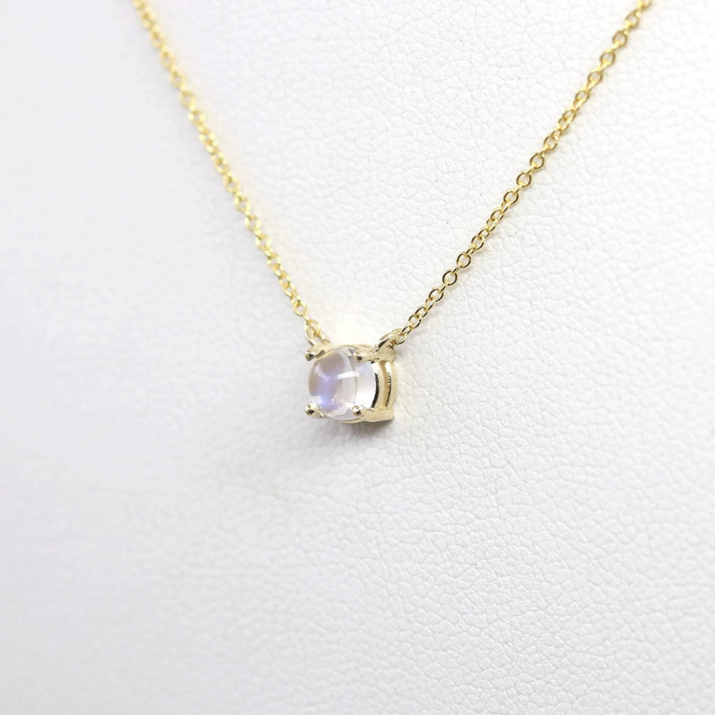 14K MOONSTONE SOLITAIRE NECKLACE