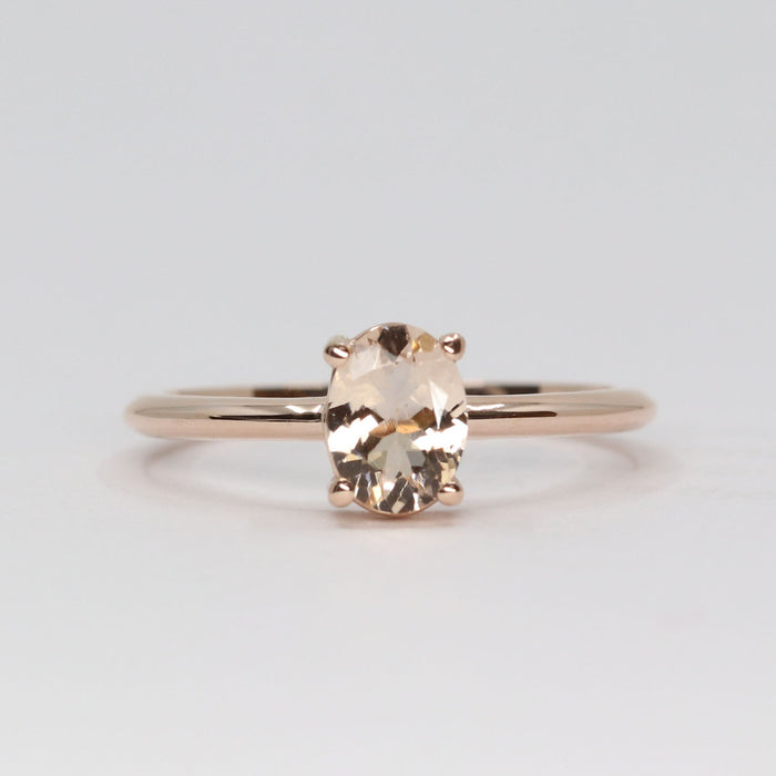 14K OVAL MORGANITE SOLITAIRE RING