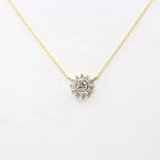 14K 0.25CT DIAMOND SUNFLOWER NECKLACE